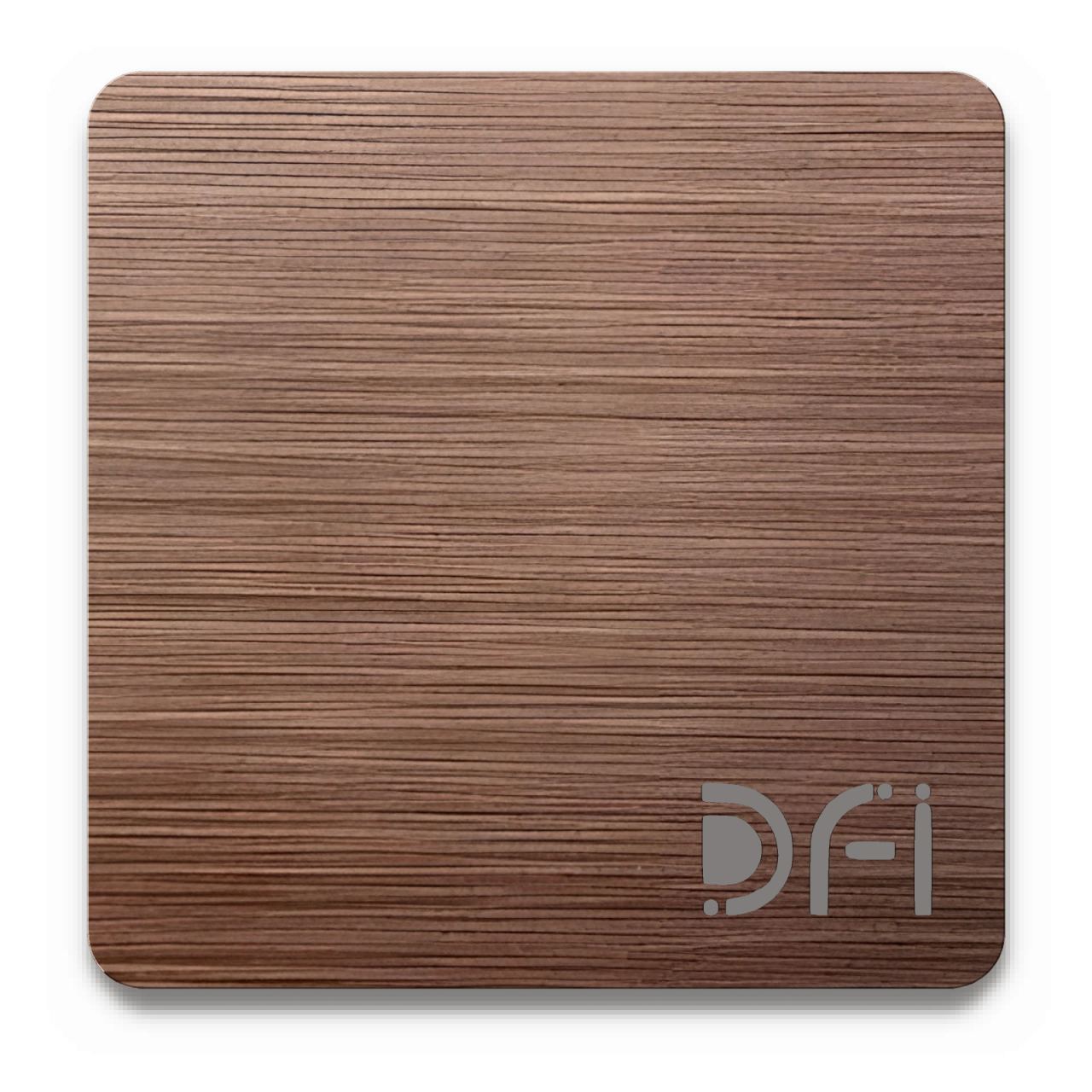 Antique rose, Vintage finish: a DFI sample plate with the DFI mark laser-cut in the corner