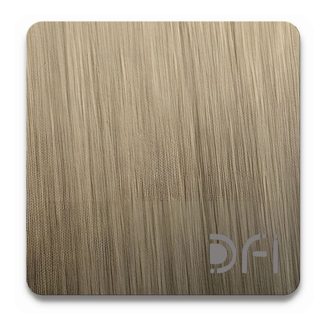 Light antique brass, Vintage finish: a DFI sample plate with the DFI mark laser-cut in the corner