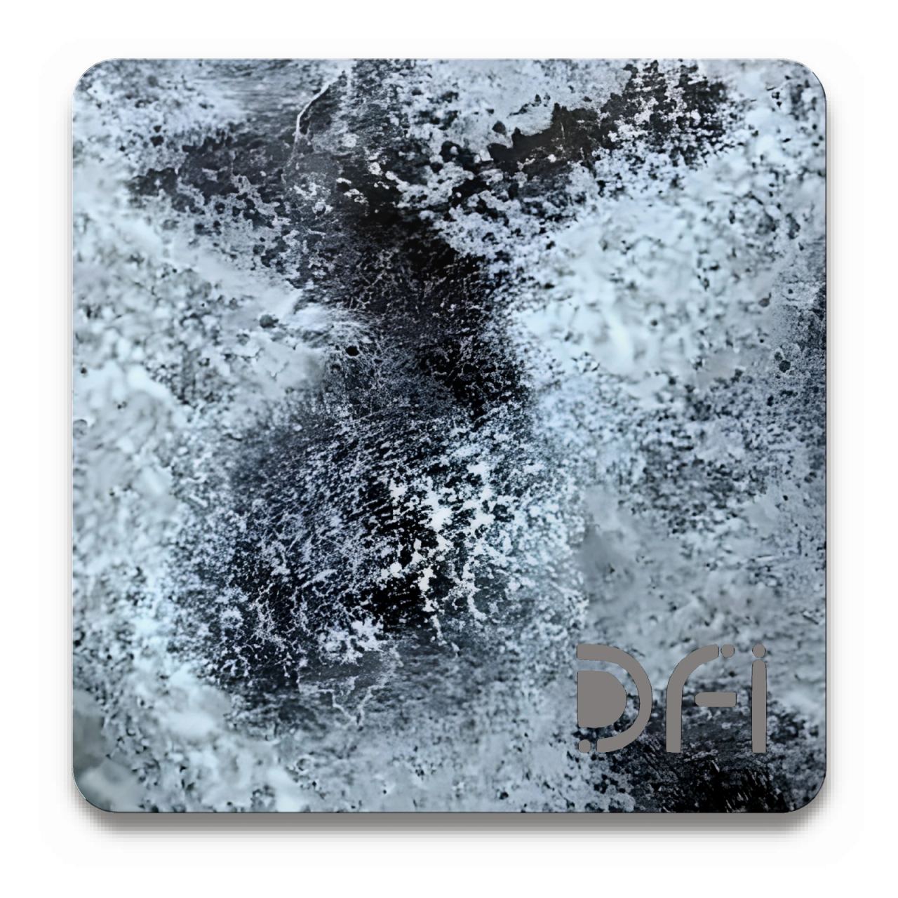 Hammered with silver-blue patina, Special texture finish: a DFI sample plate with the DFI mark laser-cut in the corner