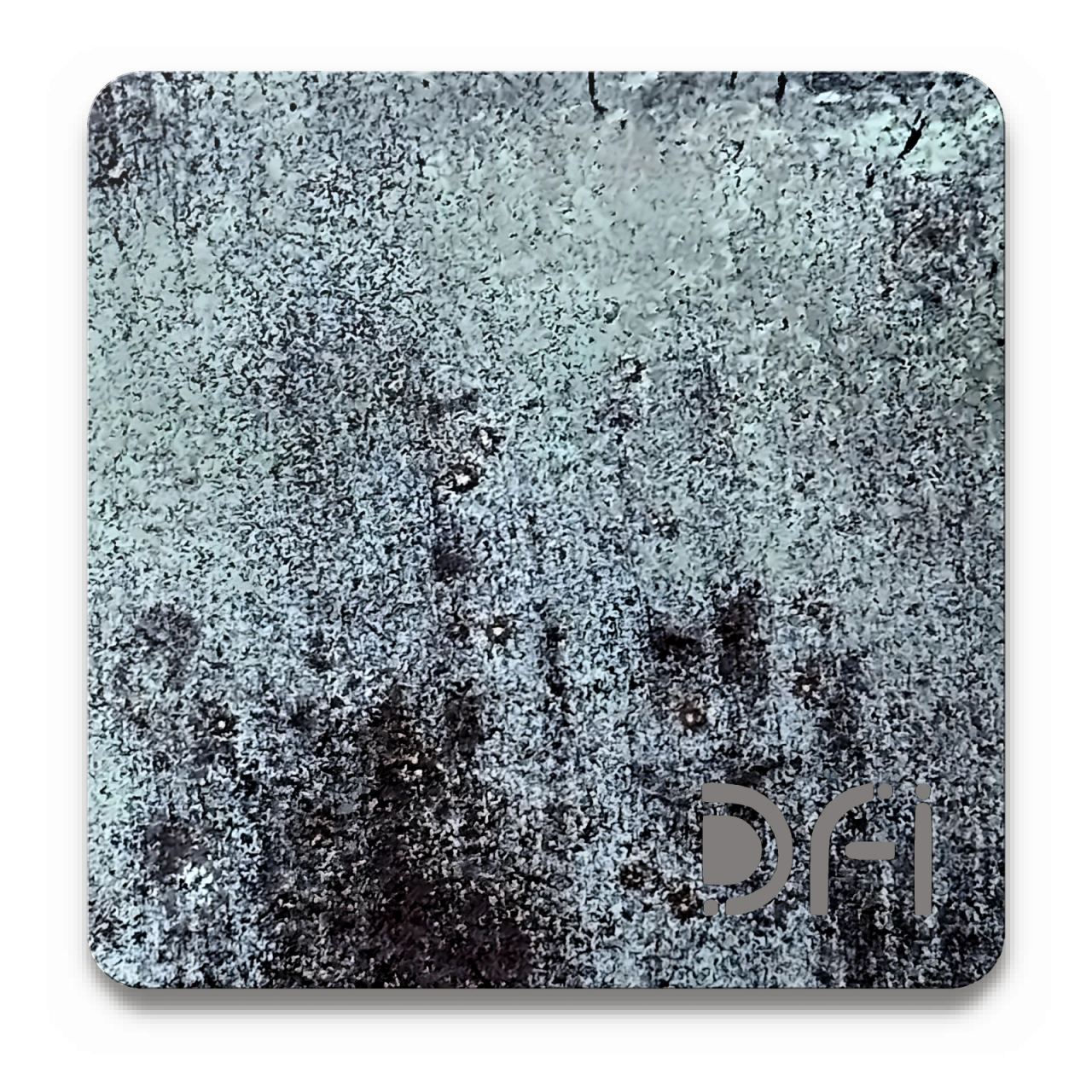 Blue-green, Authentic patina finish: a DFI sample plate with the DFI mark laser-cut in the corner