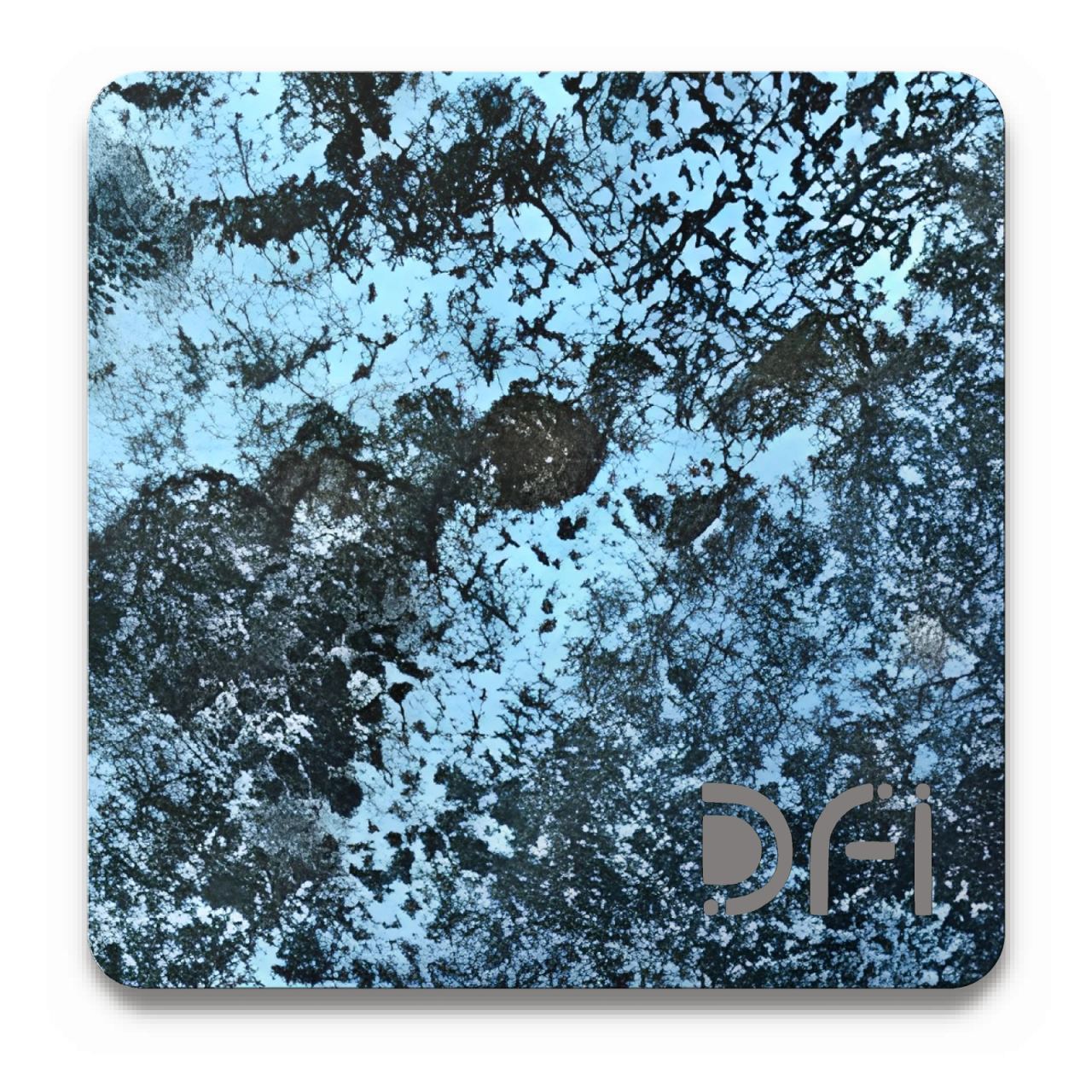 Deep blue verdigris, Authentic patina finish: a DFI sample plate with the DFI mark laser-cut in the corner