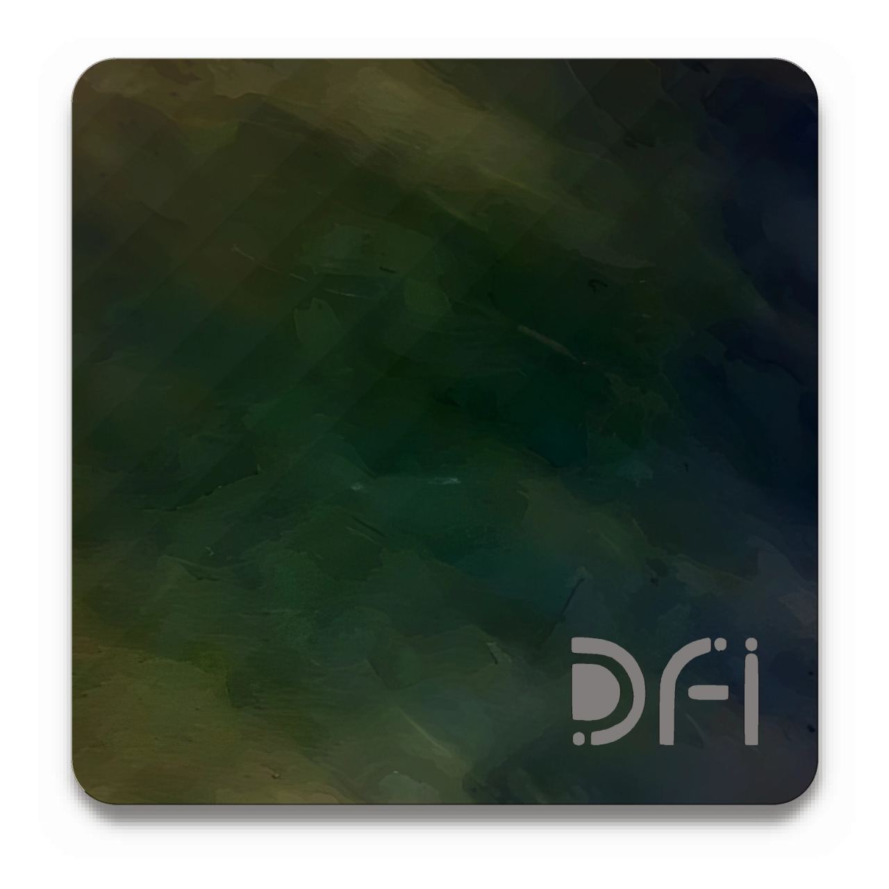 Smoky dark brass, Amorphous effect finish: a DFI sample plate with the DFI mark laser-cut in the corner